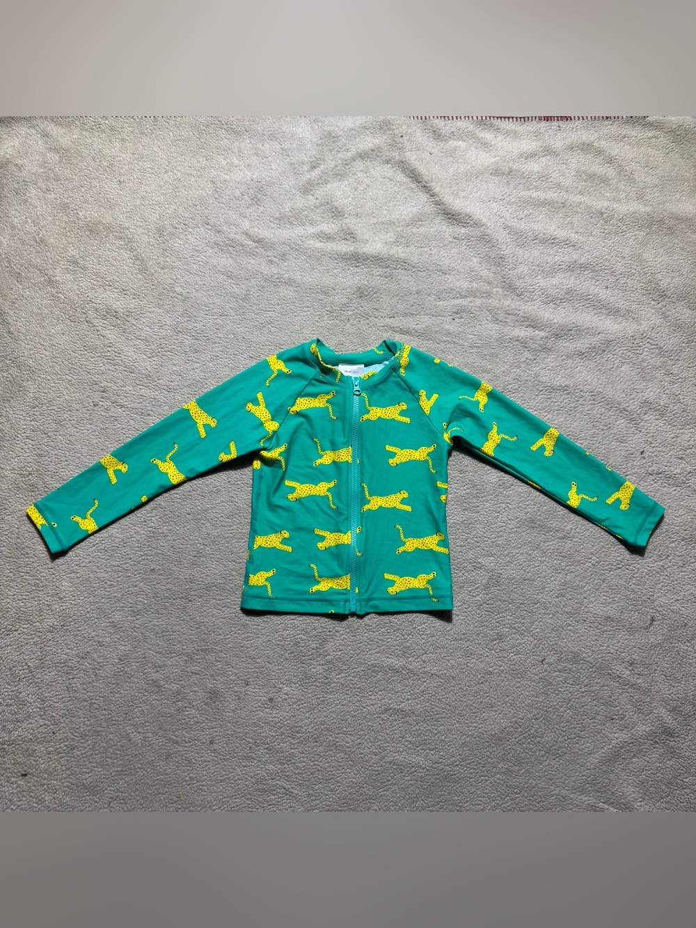 Hanna Andersson Top Kids 6-7 Green Full Zip Sunblock Swim Shirt Long Sleeve NEW